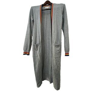 Spiritual Gangster Gray Rainbow Cali Long Open Cardigan Sweater Pockets Medium